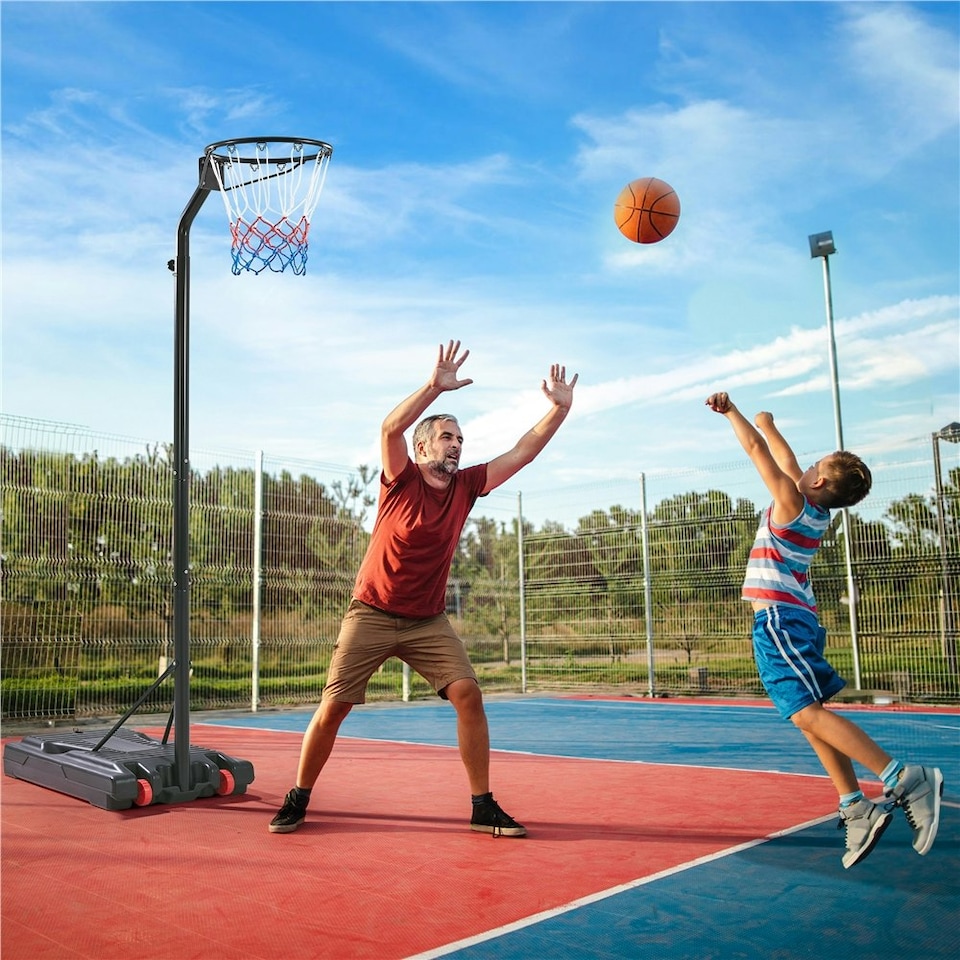 image 1 of Yaheetech Portable Netball Hoop & Post, 212-305 cm Height Adjustment Black