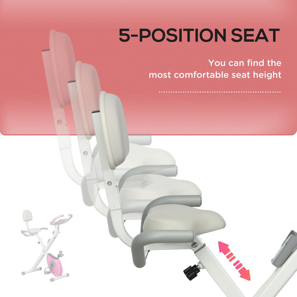 image 1 of HOMCOM Folding Exercise Bike, 8-Level Magnetic Resistance, Indoor Stationary Bike, Upright Fitness Bike with Backrest Tablet Holder, 5-Level Adjustable Seat Height - White