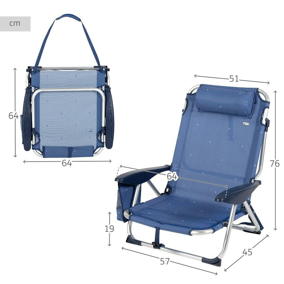 image 1 of Beach Chair Aktive Foldable Navy Blue 51 x 76 x 45 cm (2 Units) N/A