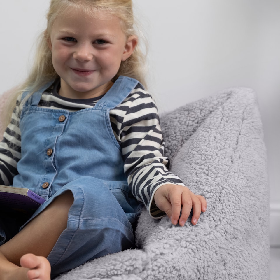 image 1 of Kids Teddy Bear Armchair Bean Bag Grey Childrens Bean Bags | Grey | Grey | M | 1