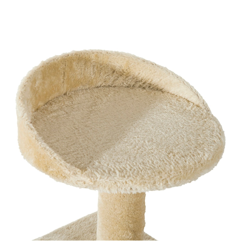 image 1 of PawHut 100cm Cat Tree Indoor Kitten Scratching Post Activity Centre Beige