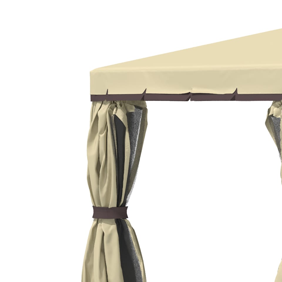 image 1 of Outsunny 3 x 3m Patio Gazebo Canopy Garden Pavilion Tent Shelter with 2 Tier Water Repellent Roof, Mosquito Netting and Curtains, Aluminium Frame, Beige