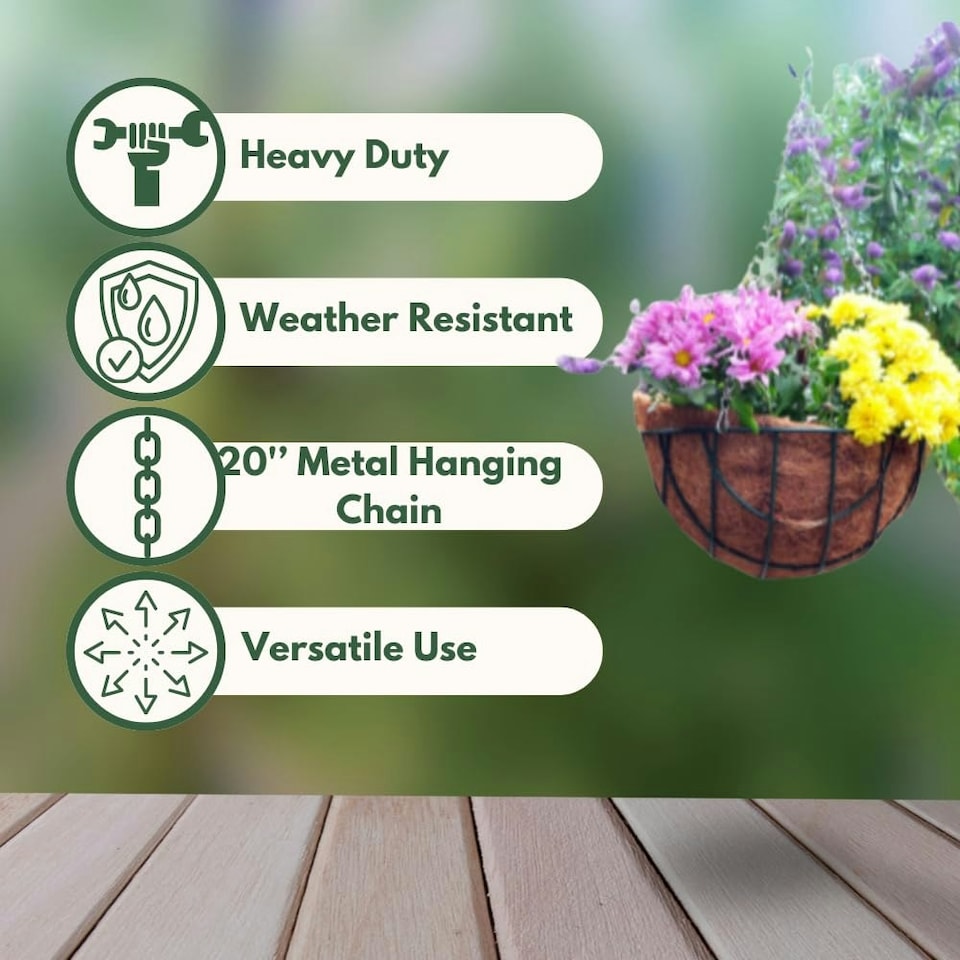 image 1 of Marco Paul Black Metal Hanging Basket 16" Black