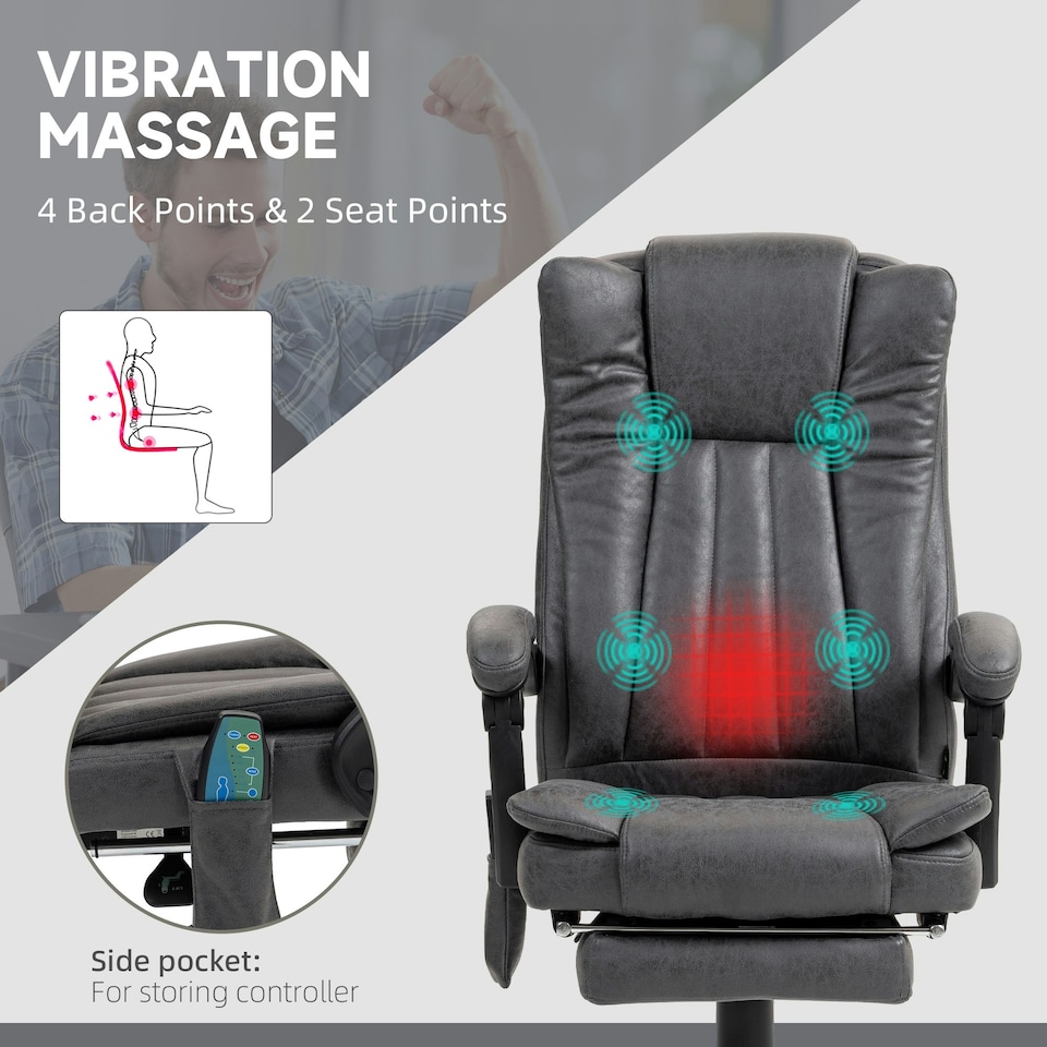 image 1 of Vinsetto 6-Point Vibrating Heat Massage Chair w/ Microfibre