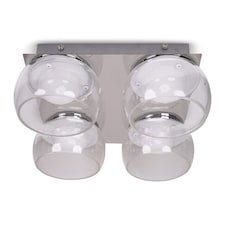 ValueLights Alissa Polished Chrome IP44 4 Way Clear Glass Integrated LED Ceiling Light | Chrome