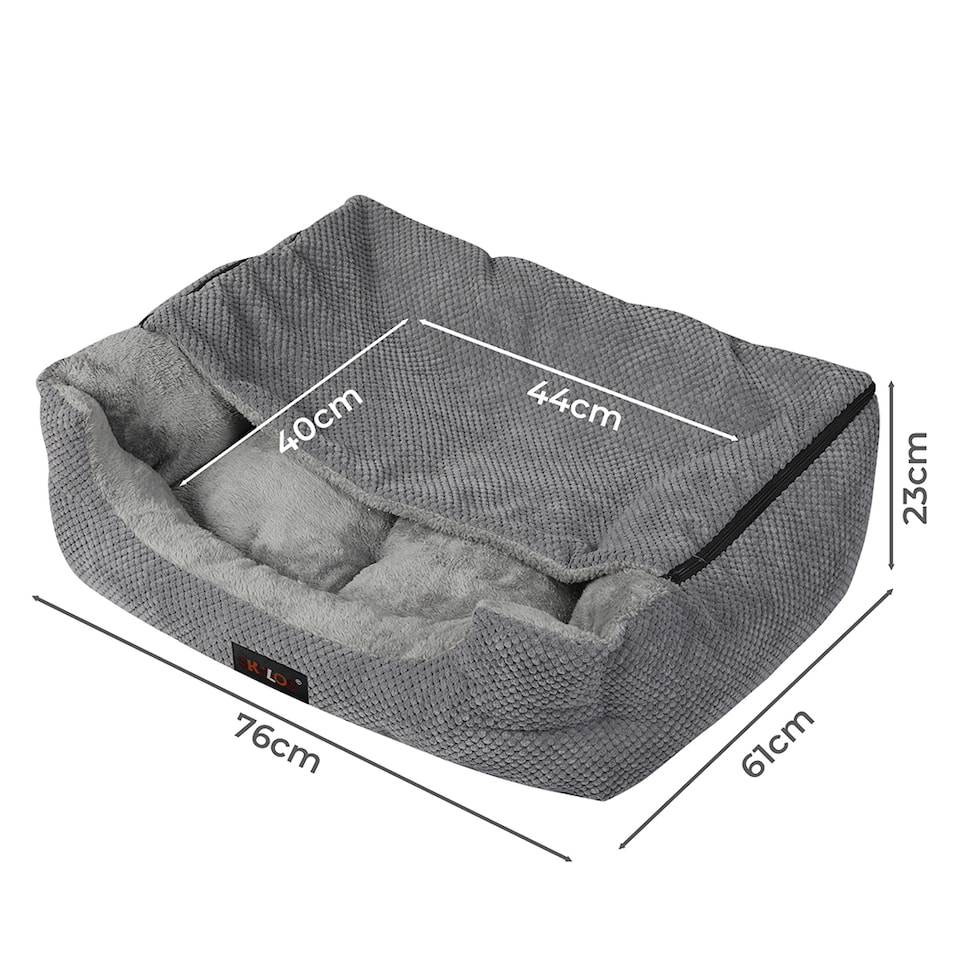 image 1 of Skylos Dog Bed Cat Bed Cave Pet Bed Removable Blanket Washable Anti-anxiety | Grey | L | L