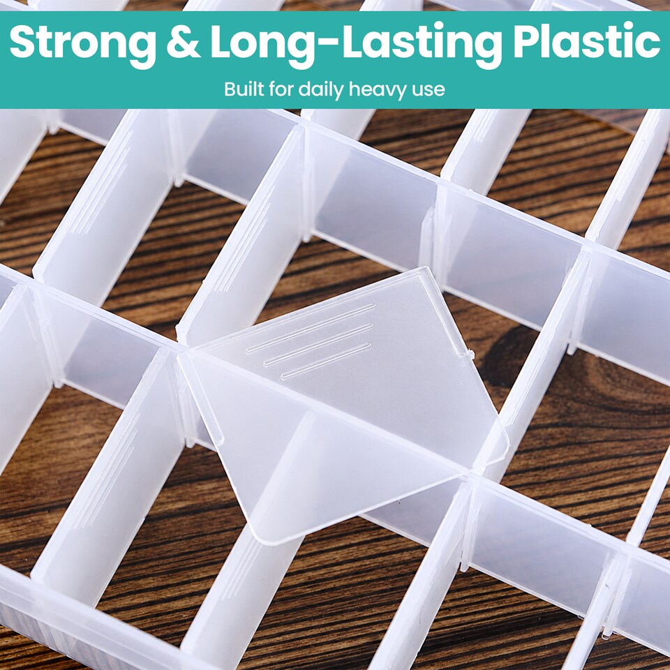 image 1 of 24 Compartment Storage Box, Clear Plastic Organiser with Dividers