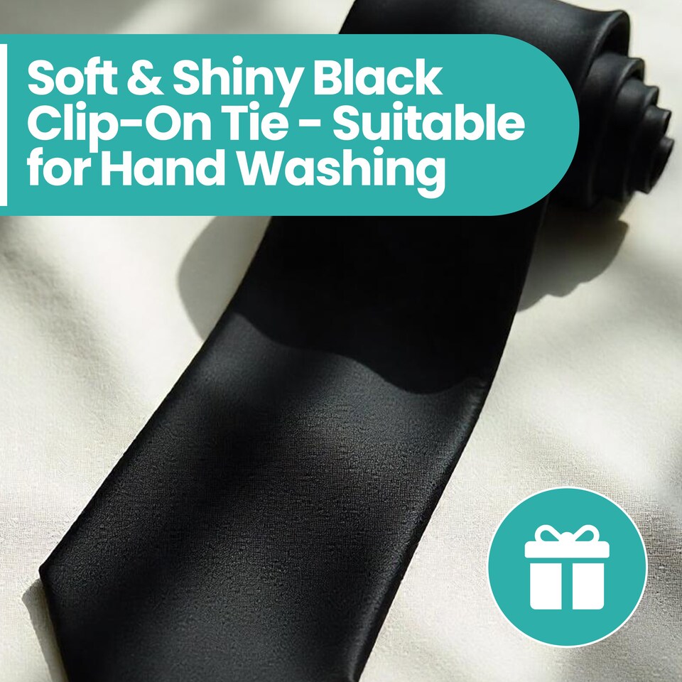 image 1 of Mens Polyester Solid Pre-tied Adjustable Clip-On Tie Washable Neck Tie