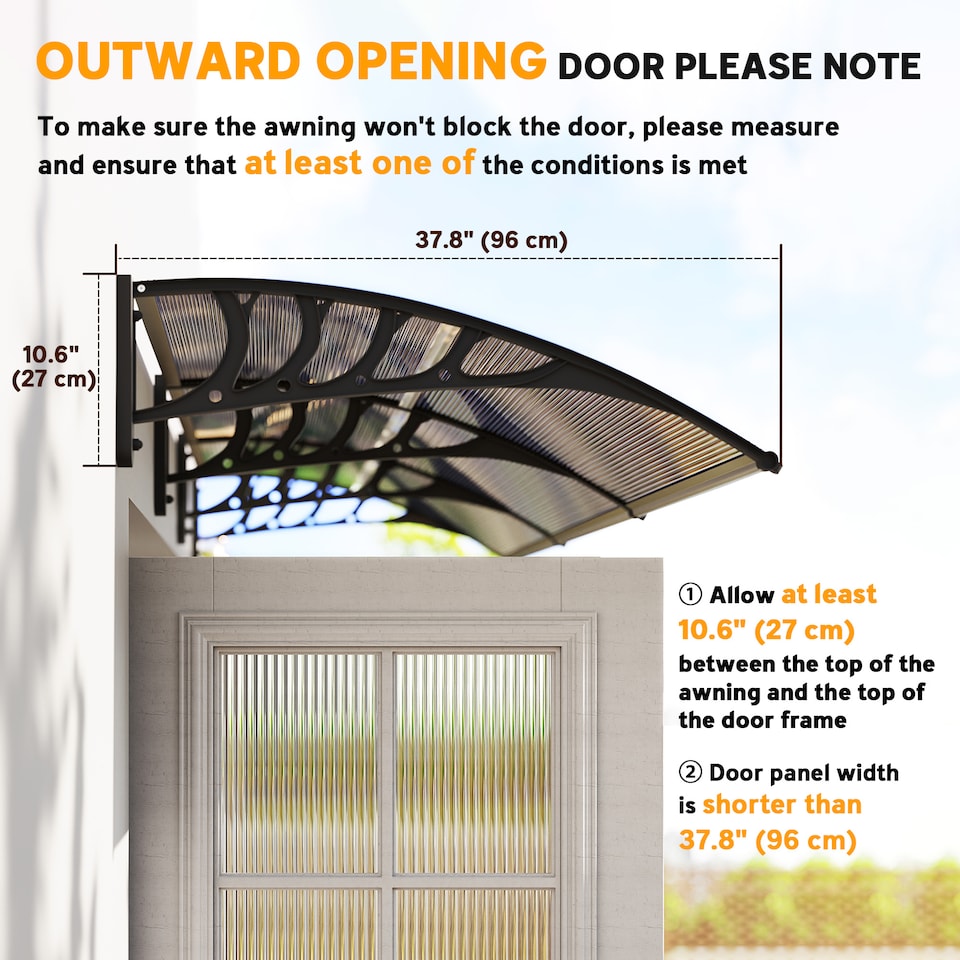 image 1 of Outsunny Door Canopy Outdoor Awning Rain Shelter for Window Porch, Brown | Brown