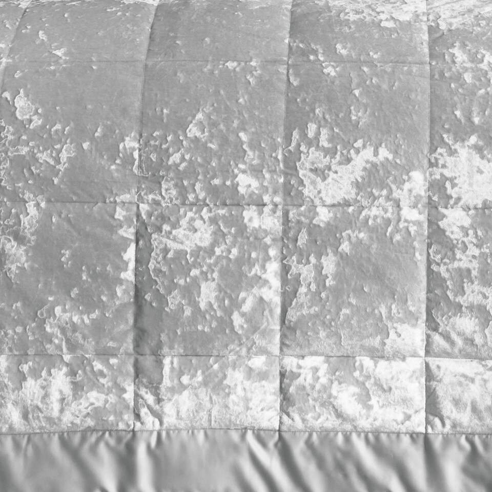 image 1 of Catherine Lansfield Crushed Velvet Quilted Bedspread | Silver | Silver Grey | One Size