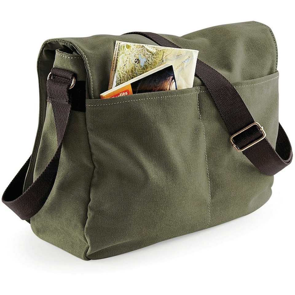 image 1 of Quadra Vintage Canvas Despatch Bag - 14 Litres - Vintage Military Green - One Size Green