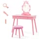 image 10 of COSTWAY Princess Vanity Table & Chair Set Kids Set Pink