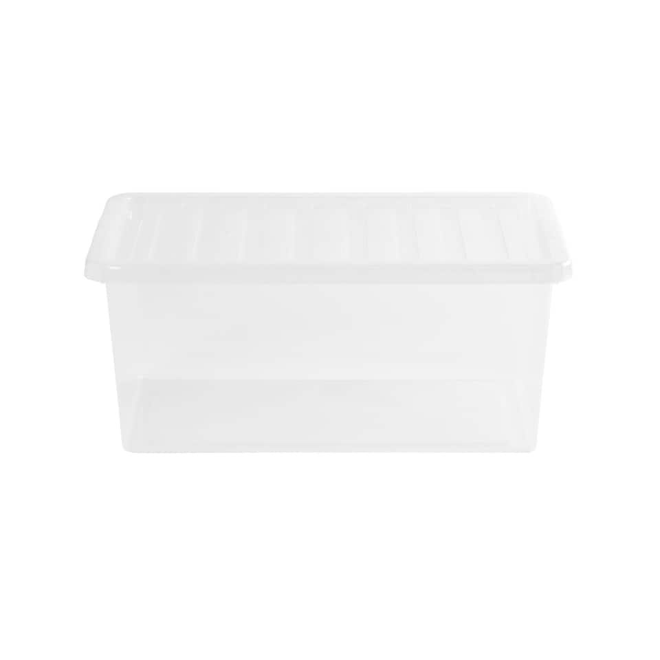 image 1 of Wham Crystal 5 x 45L Stackable Plastic Storage Boxes with Lids Clear