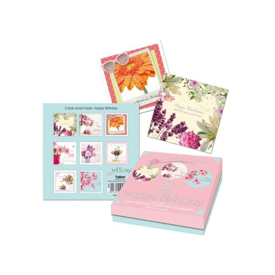image 1 of 8 Mixed Floral Birthday Cards in Keepsake Box