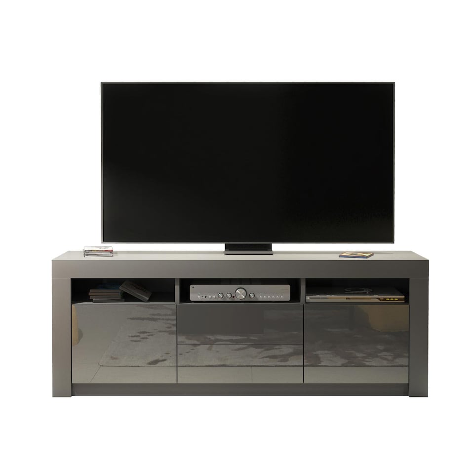 image 1 of TV Unit TV Stand Media Cabinet Sideboard Grey High Gloss Storage 160cm