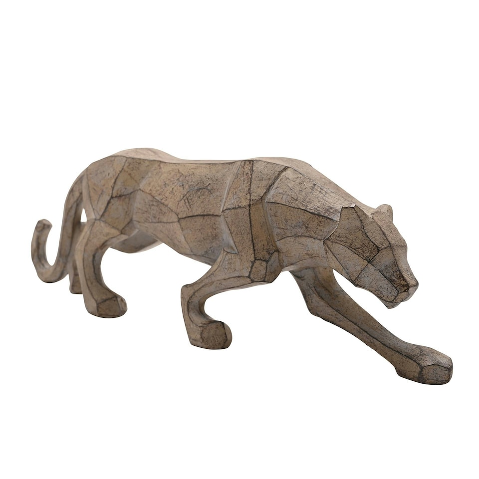 image 1 of Naturecraft Geometric Prowling Leopard Figurine Grey