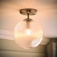 image 3 of ValueLights Kempton Brushed Chrome Ceiling Light Ribbed Globe Shade | Chrome