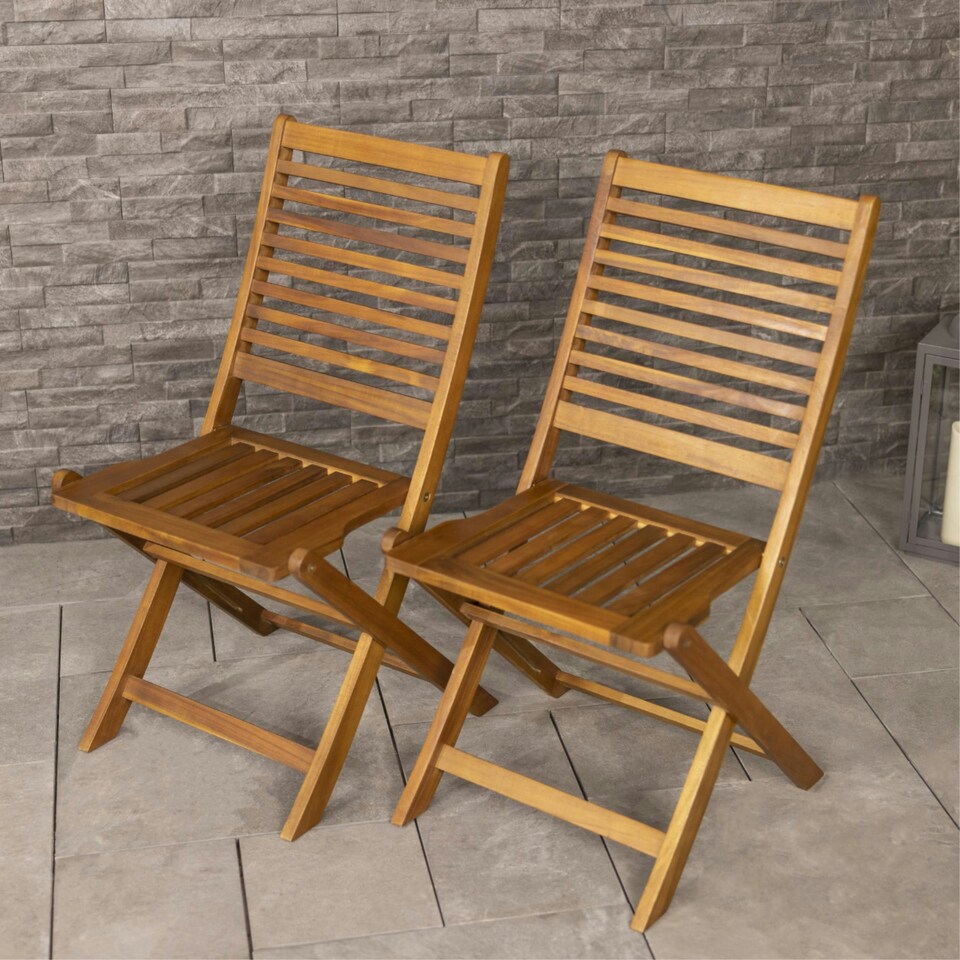 image 1 of Charles Bentley FSC Acacia Wooden Furniture Patio Oval Table & 6 Chairs (7 Pc)