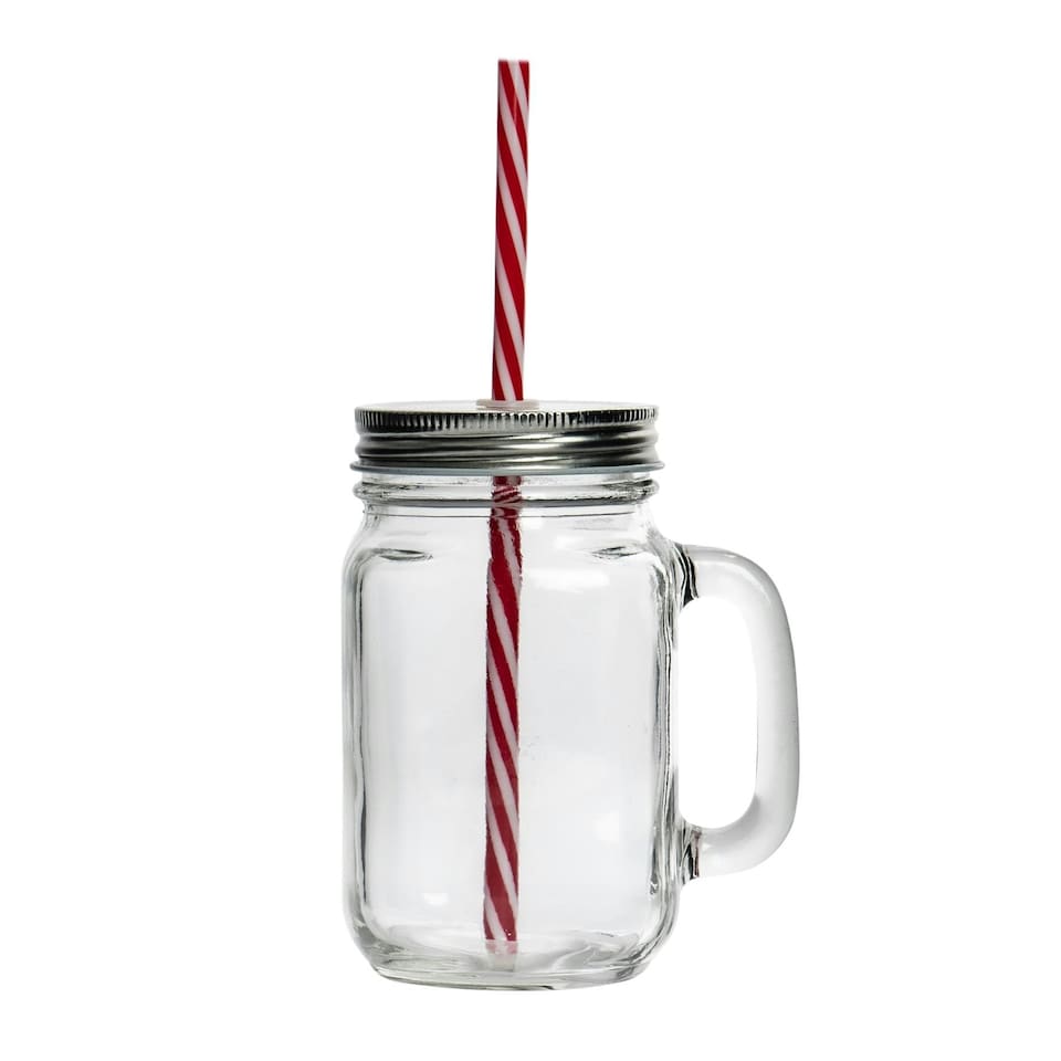 image 1 of Rink Drink Mason Drinking Jar Glasses with Straws - 450ml - Pack of 4 Clear