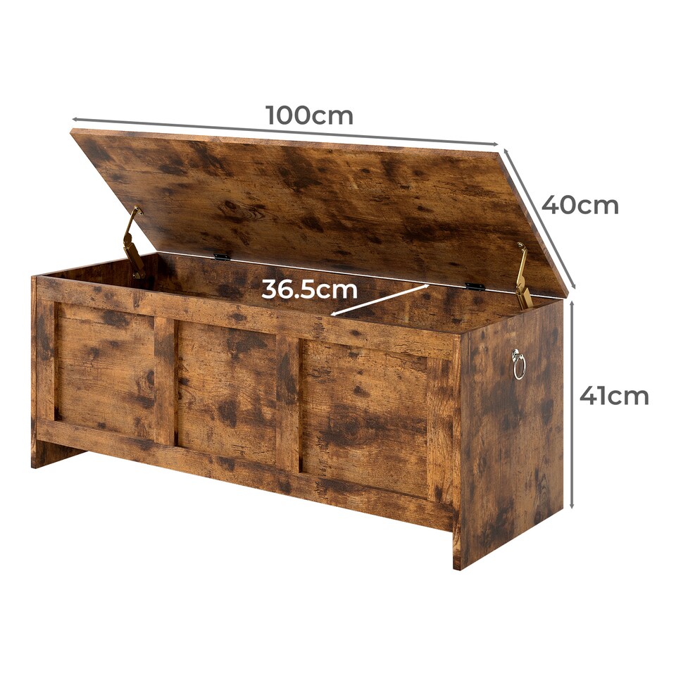 image 1 of Levede Storage Bench Rustic Wooden Cabinet Chest Table Toy Box Indoor Furniture