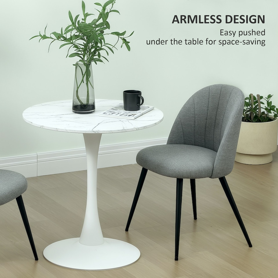 image 1 of HOMCOM Set of 2 Dining Chairs with Shell Backrest and Padded Seat Grey