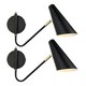 image 1 of First Choice Lighting Set of 2 Dakotta Matt Black & Brushed Gold Adjustable Wall Lamps Black | Bronze