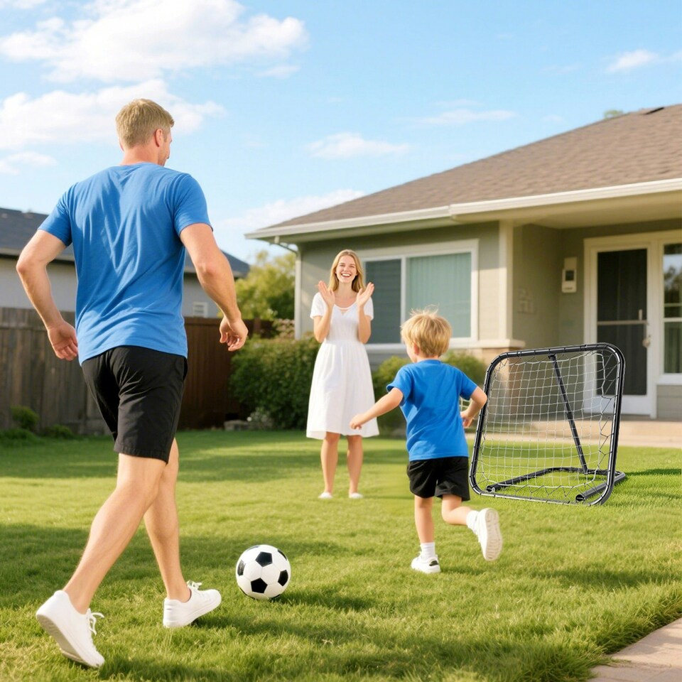 image 1 of HOMCOM Angle Adjustable Rebounder Net Goal Training Set Football, Baseball