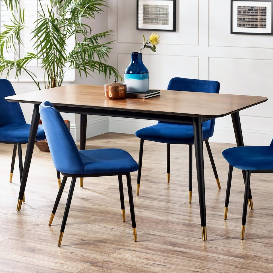 image 1 of Premium Findlay 90cm Rectangular Dining Table - Walnut & Black