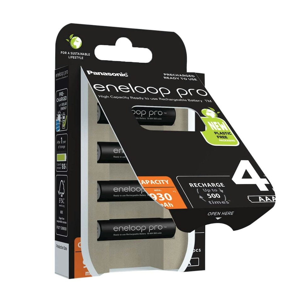 image 1 of Panasonic Eneloop Pro AAA 930mAh Rechargeable Batteries - Pack of 4 AAA
