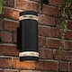 image 1 of ValueLights Black Modern Aluminium Ribbed Glass Outdoor Wall Light