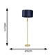 image 3 of ValueLights Marissa Navy Blue Velvet Drum Shade with Brushed Gold Stacked Ball Floor Lamp with LED Bulb Blue