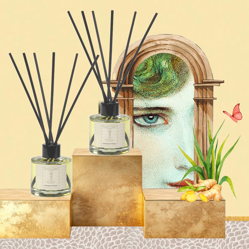 image 1 of Hassett Green London - Lemongrass & Ginger - Reed Diffuser Duo Set - 2 x 125ml - Reduced Packaging