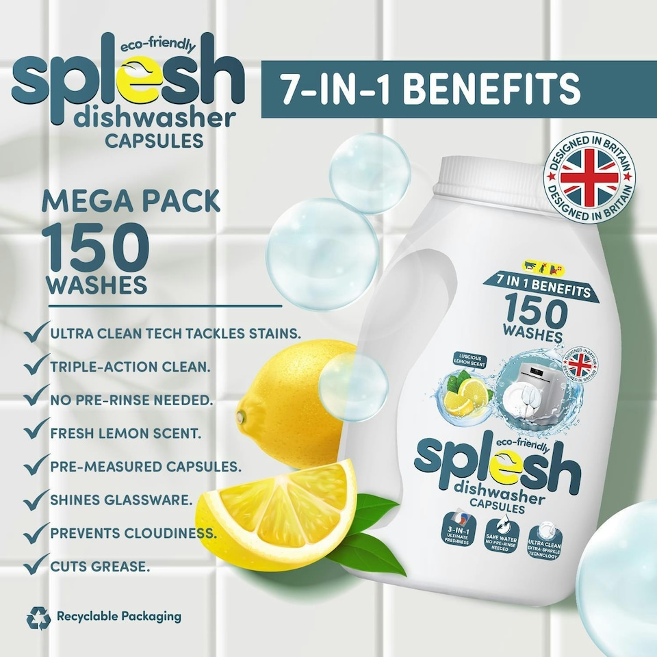 image 1 of Splesh Cleaning Bundle of 3-in-1 Dishwasher 150 Capsules & Laundry 140 Capsules