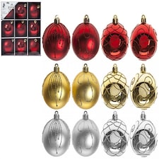 Set of 9 6cm Luxury Christmas Baubles Decoration In Gift Box