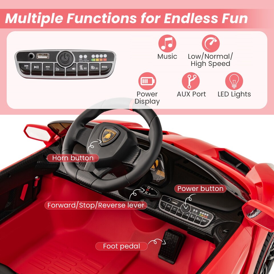 image 1 of COSTWAY 12V Battery Powered Electric Vehicle Kids Car Red