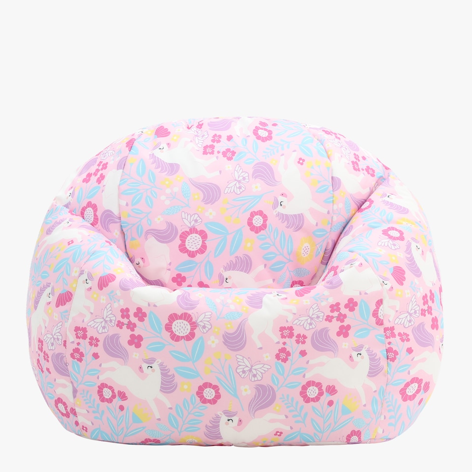 image 1 of Kids Unicorn Bean Bag Chair Purple Childrens Bean Bags | Pink | Purple | 1
