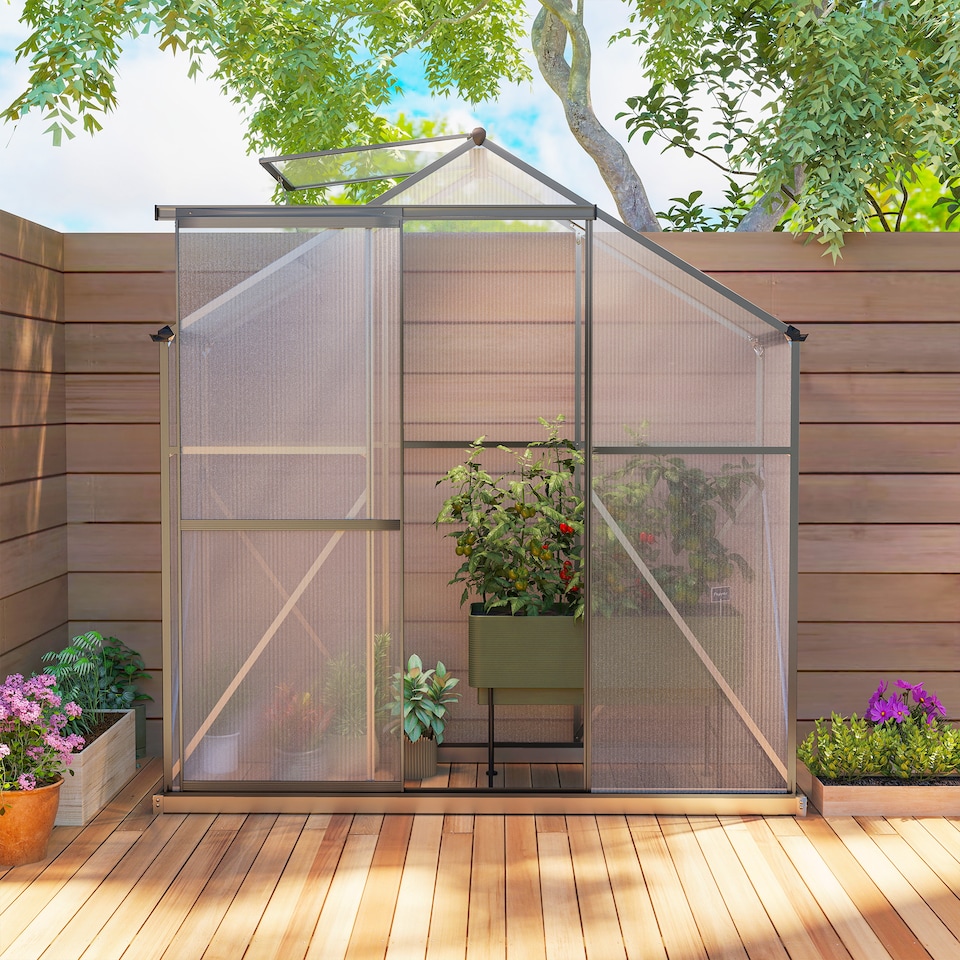image 1 of Outsunny 6 x 2.5ft Polycarbonate Greenhouse Aluminium Green House