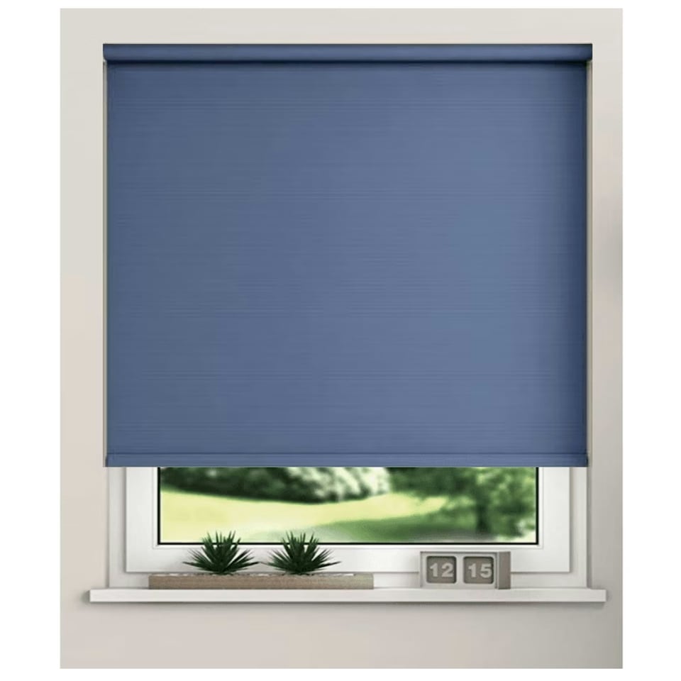 image 1 of 180cm Navy Trimmable Thermal Blackout Roller Blinds | Grey | Grey