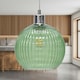 image 3 of Betchley - Green Ribbed Glass Globe Easy Fit Pendant Shade Green