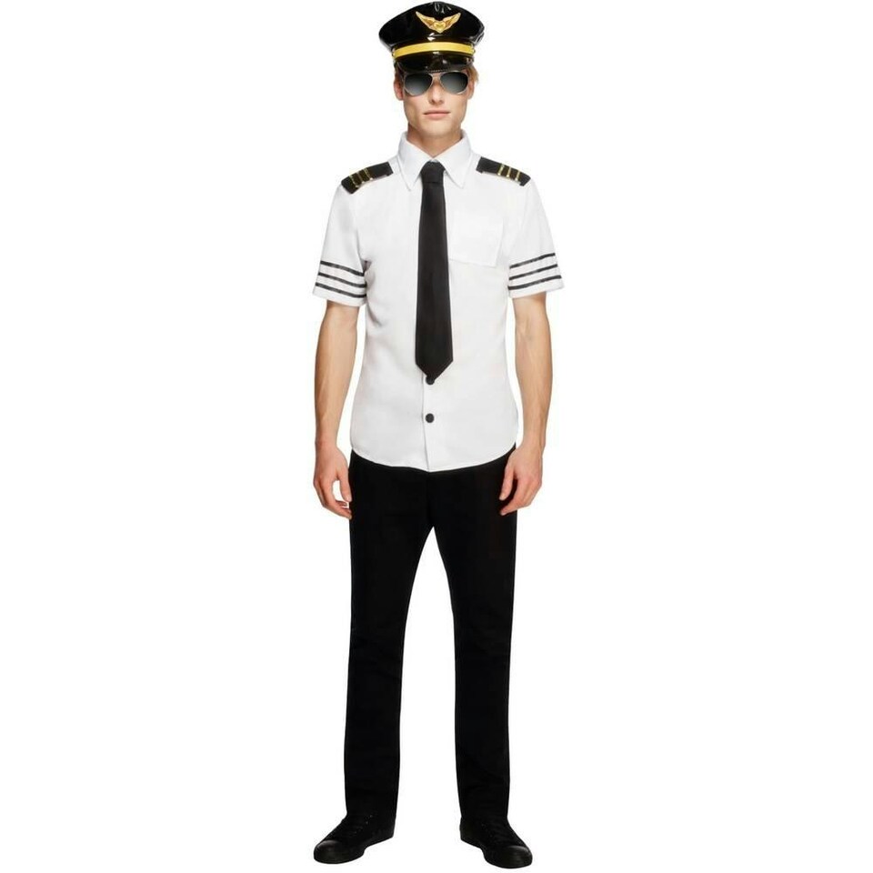 image 1 of Fever Mens Mile High Pilot Costume - White/Black - M M