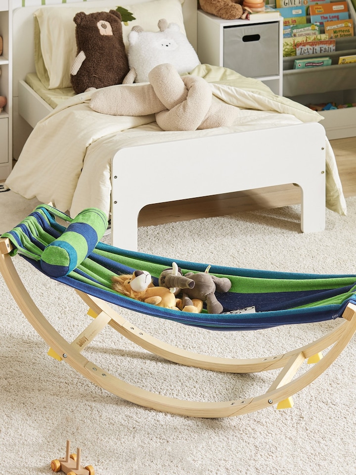 image 1 of SoBuy Kids Rocking Chair with Hammock & Pillow, Multicolor, 48.0x14.2x18.9 in, 4 kg - KMB16-J