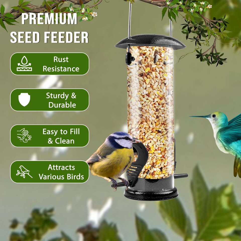 image 1 of Medium Outdoor Garden Hanging Metal Wild Bird Seed Feeder