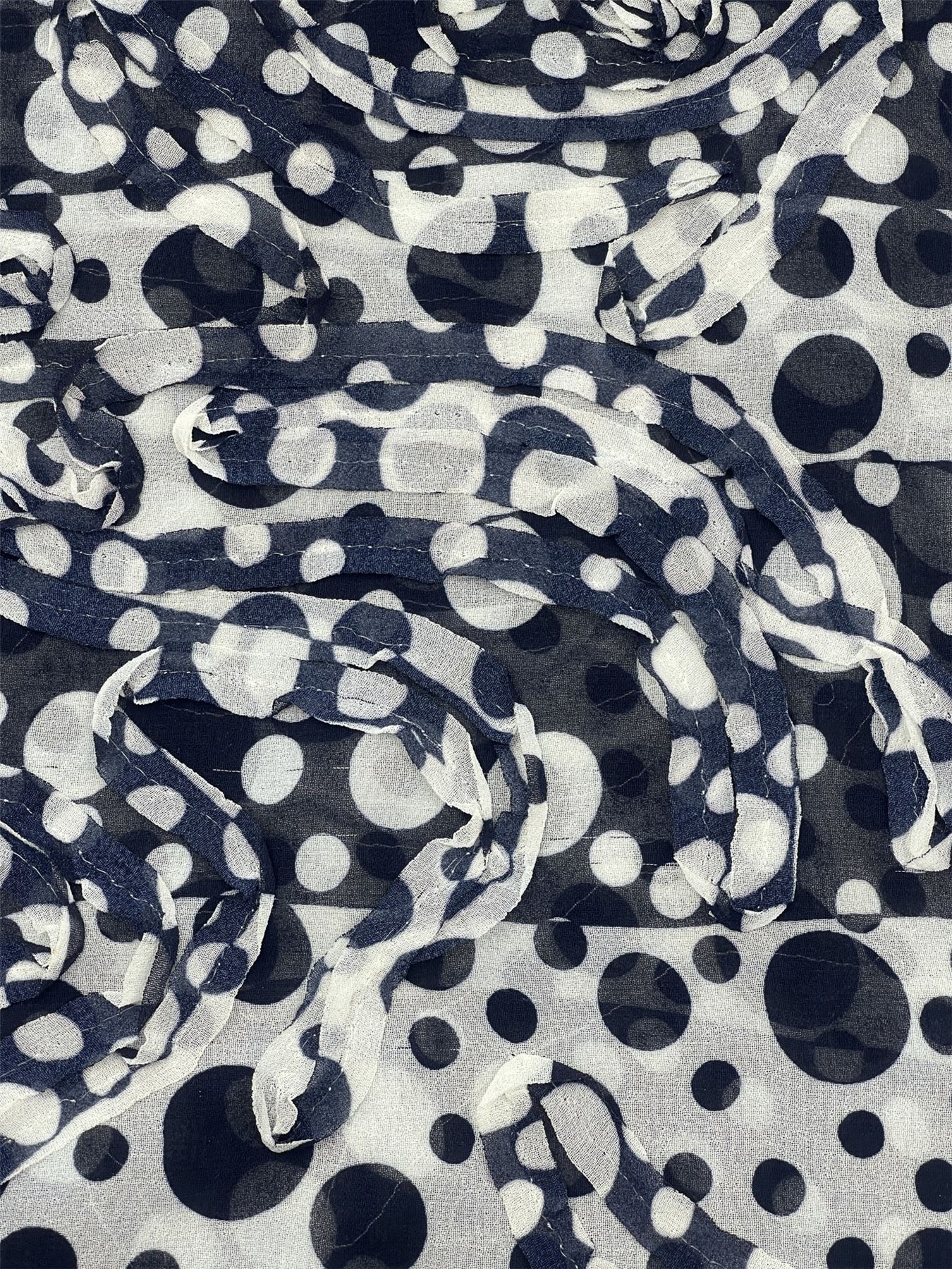 Navy Embroidered Sheer Chiffon Fabric for Dressmaking, 150cm / 59" Wide - per metre