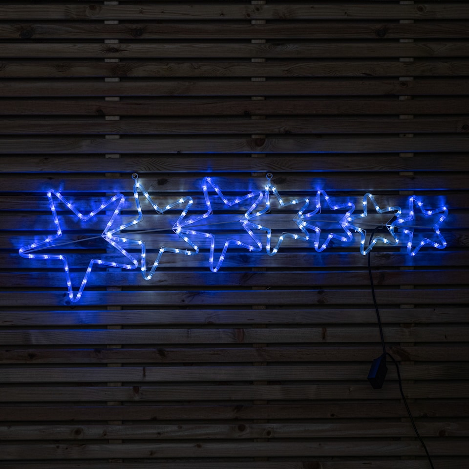 image 1 of 1.2m LED Rope Light 7 Star Silhouette Christmas Decoration in Cool White & Blue
