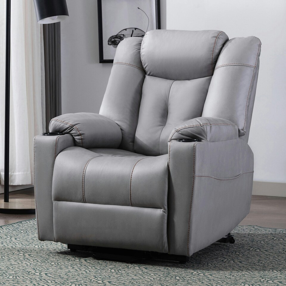 image 1 of Afton Technology Fabric Single Motor Rise Recliner Lift Mobility Chair (Grey)