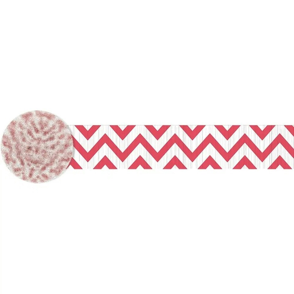Amscan Crepe Chevron Streamer - Red/White - One Size