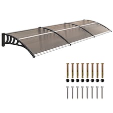 Outsunny Door Canopy Outdoor Awning Rain Shelter for Window Porch, Brown | Brown