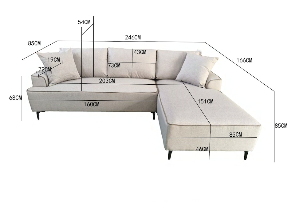 image 1 of The Milano Edge 3 Seater Left Hand Corner Sofa in Grey or Beige | Cream | One Size