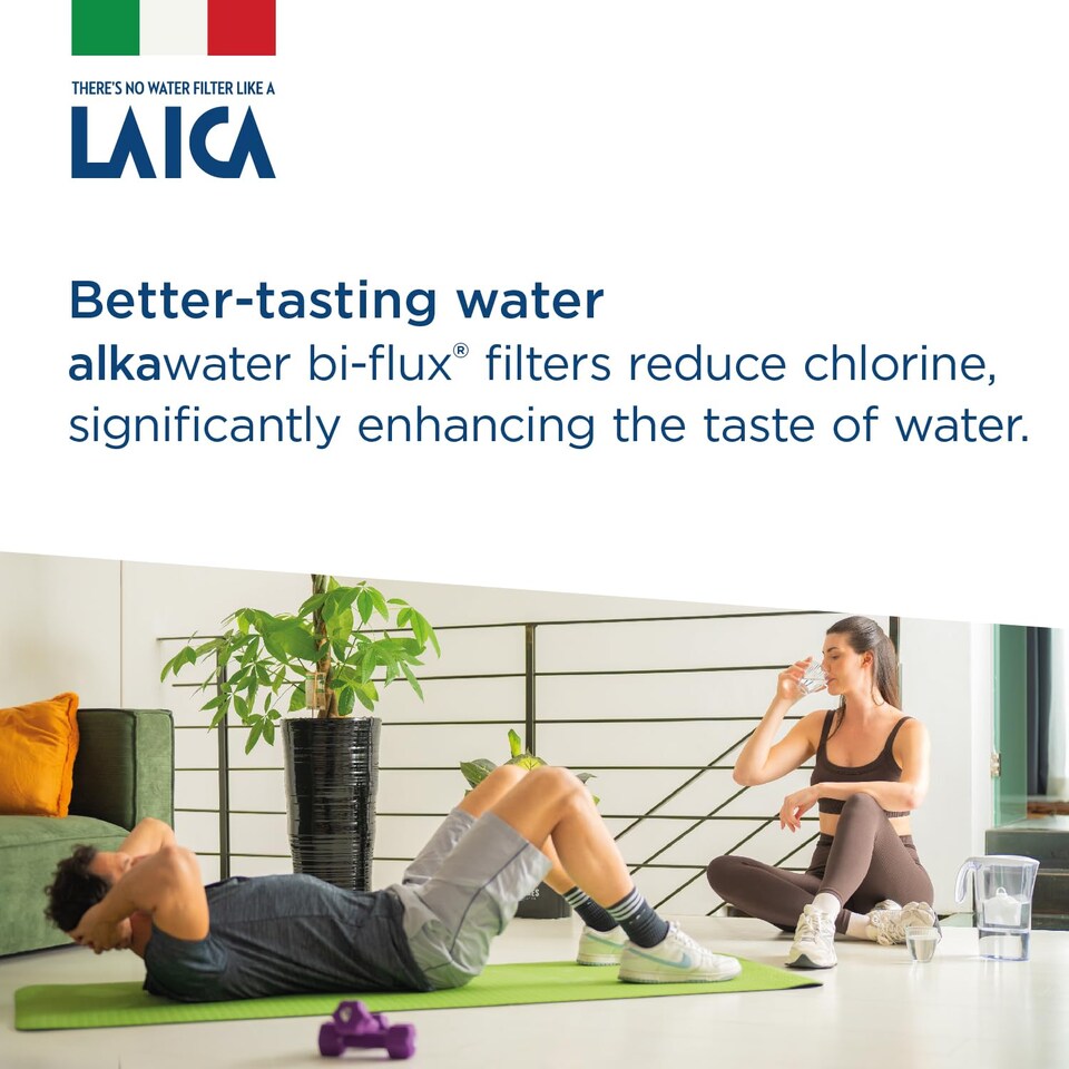 image 1 of LAICA Stream Line Water Filter Jug - White - 2.3L Capacity - 1 Alka Water Filter included, Increases The Alkalinity of The tap Water by up to +1.5 pH - Made in Italy