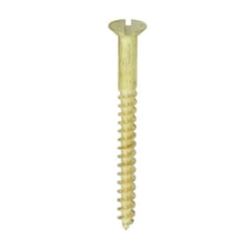 Timco - Solid Brass Timber Screws - SLOT - Countersunk (Size 12 x 2 1/2 - 100 Pieces)